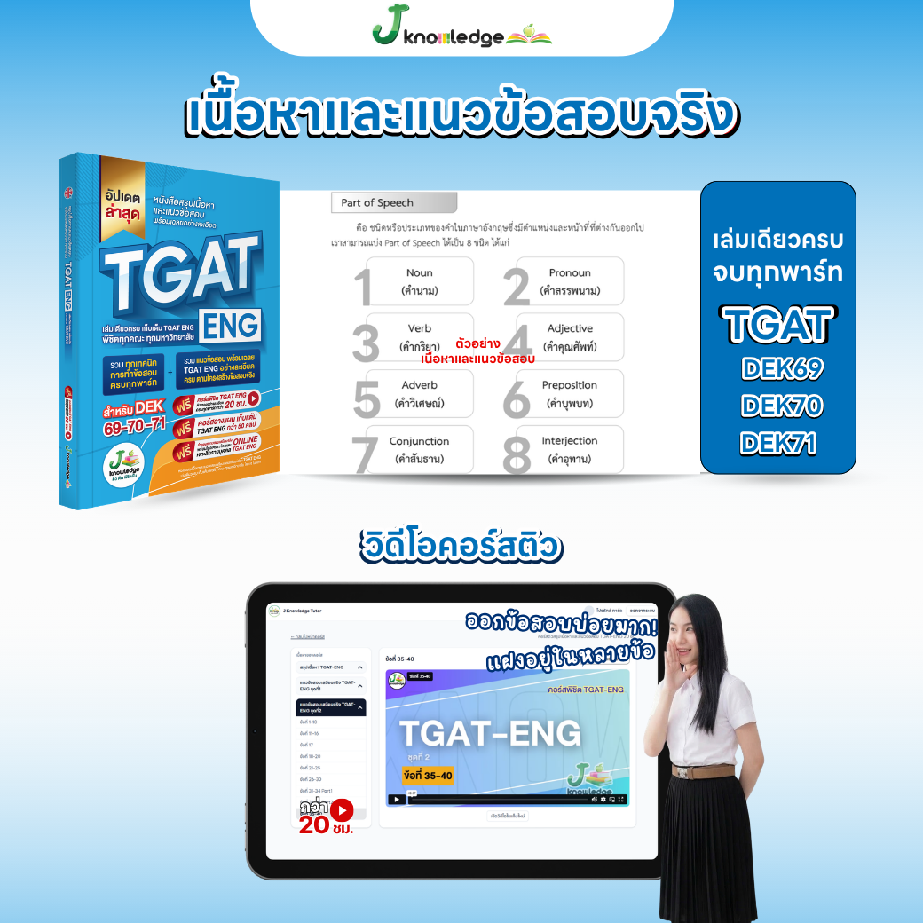 หนังสือเตรียมสอบ TGAT ENG พิชิต TCAS69-70-71เกณฑ์ใหม่ สสวท. ฟรี ! คอร์สติว 20 ชม. 7