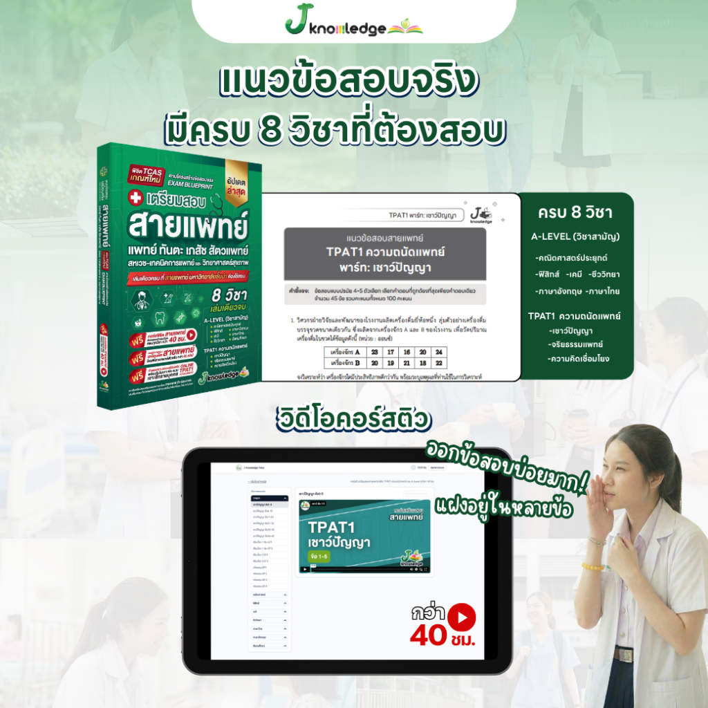 หนังสือเตรียมสอบสายแพทย์(แพทย์ ทันตะ สัตวแพทย์ เภสัช เทคนิคการแพทย์ สหเวช)+คอร์สติว 40 ชม. 8